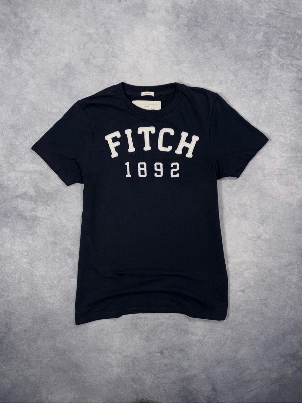 Vintage Abercrombie & Fitch 1892 Y2K Logo Spellout Navy Blue T Shirt